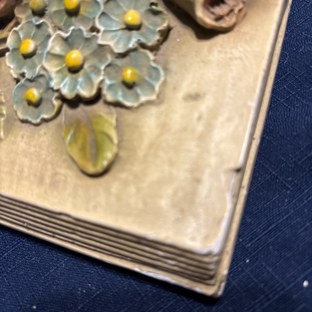 Vintage IvorWare Heavy Solid Ceramic Pottery Floral Book Ends