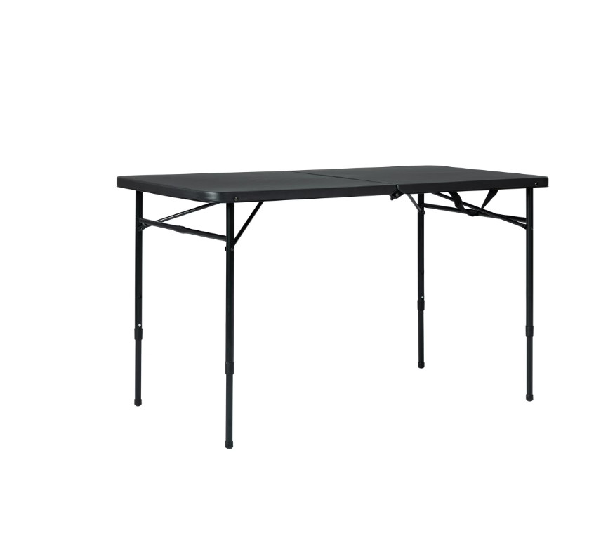 Mainstays 4 Foot Fold-in-Half Adjustable Folding Table, Rich Black