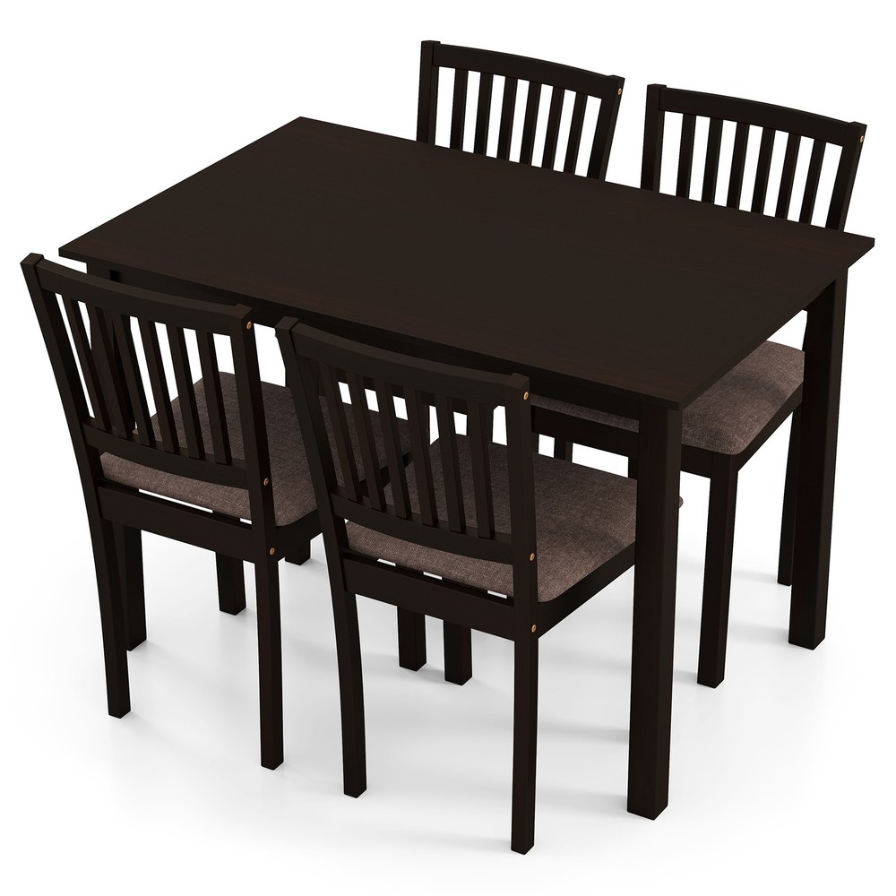 5-Piece Dining Table Set, Rectangular Kitchen Table with Upholstered Chairs