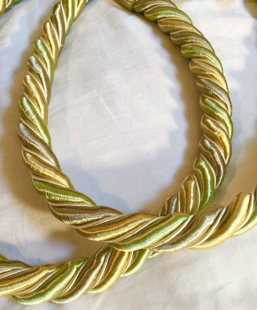 2 Curtain Large Rope Tie Backs 37” 2 Tone Golds￼