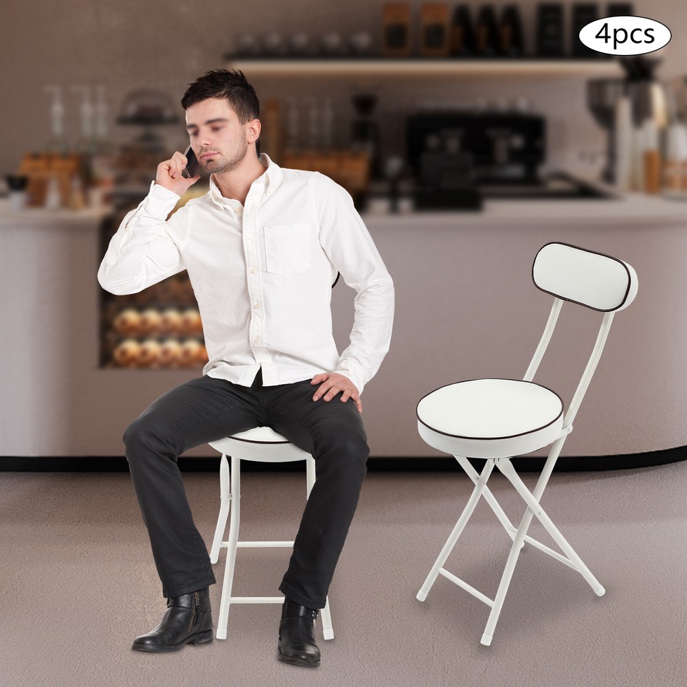 Portable 4pcs Upholstered Counter Stool Bar Stool Folding Kitchen Dining Chair