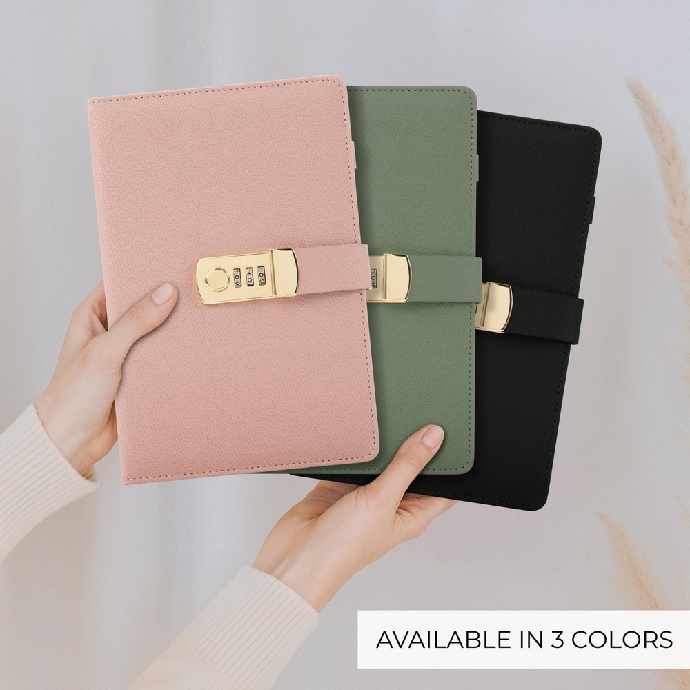 Aesthetic Diary with Lock – Beautiful Leather Journal with Easy to Change Cod...