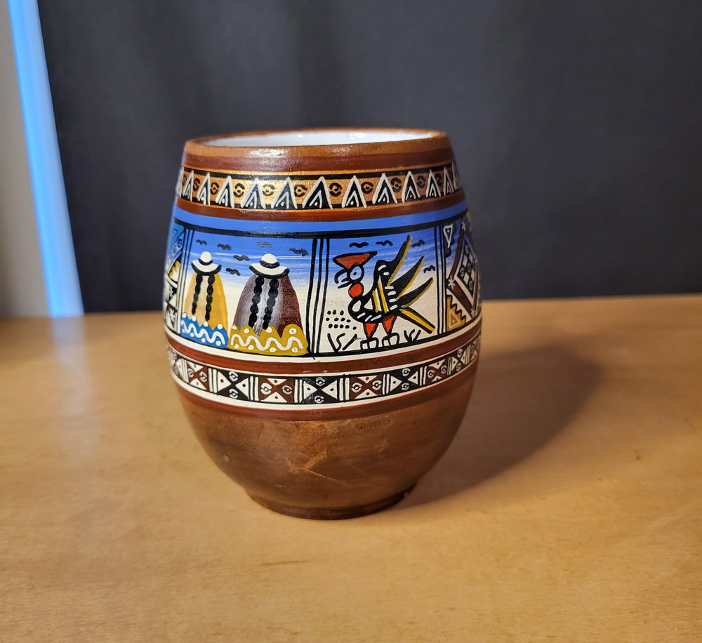 Handpainted peruvian souvenir ceramic mug