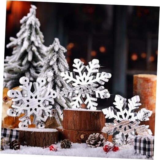 3 Pcs Winter Snowflake Centerpieces for Tables Disco Snowflake Table