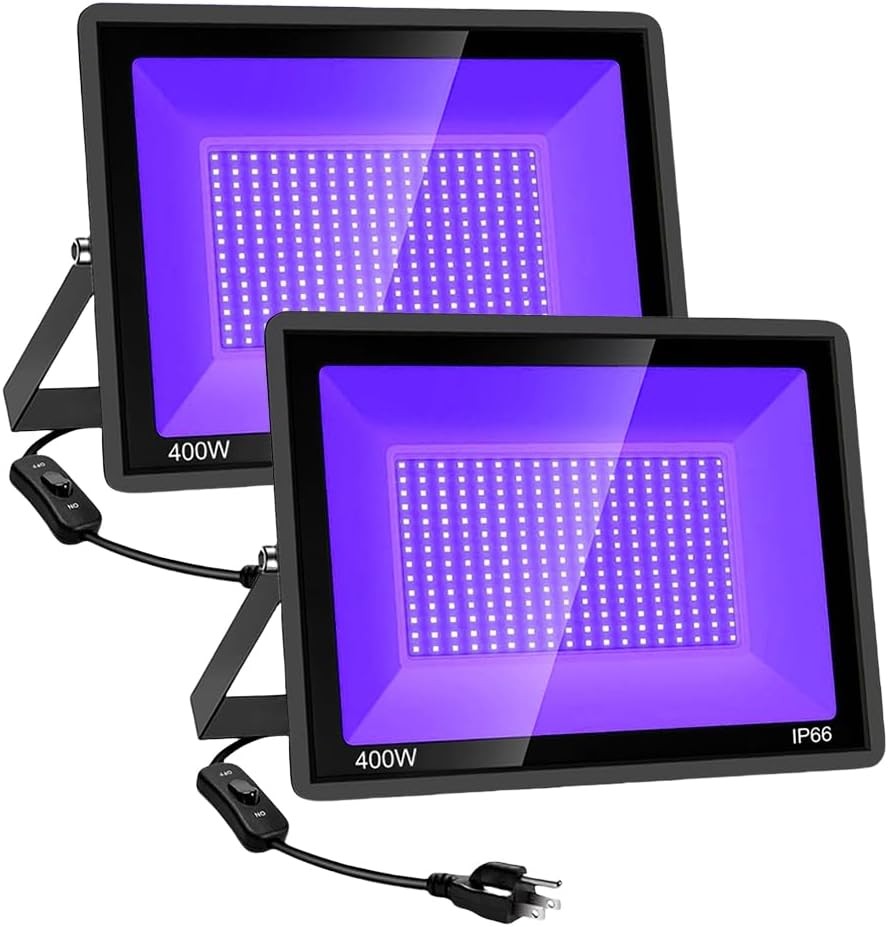 2 Pack 400W Black Light UV Floodlight 395nm