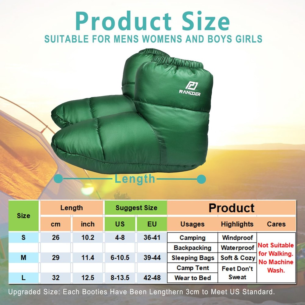Down Booties Warm Socks 10D Nylon Ultralight Sleeping Sock for Camp, Backpack...