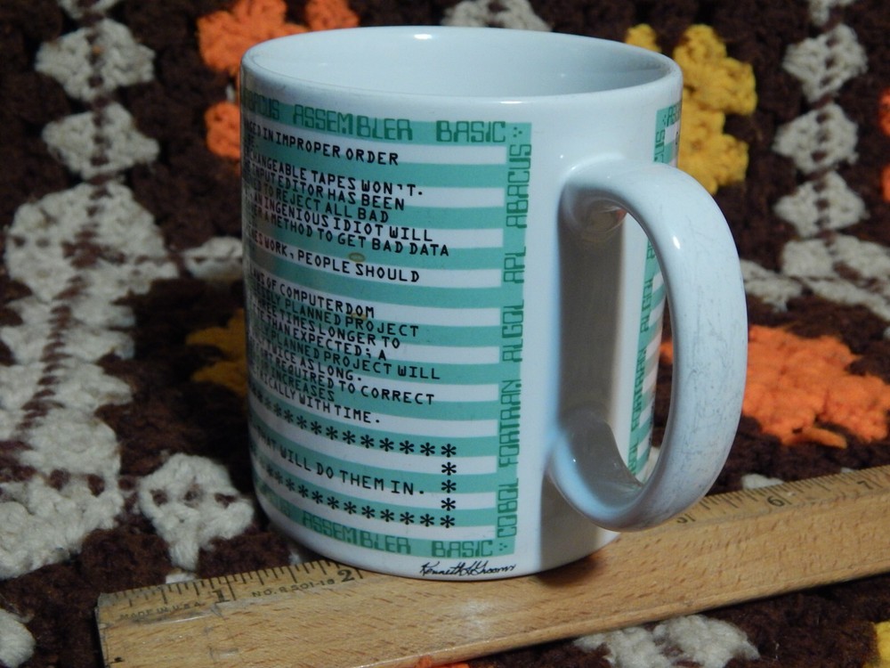 Kenneth Grooms ~ Computer Programming (1982) Ceramic MUG Coffee CUP Art 101