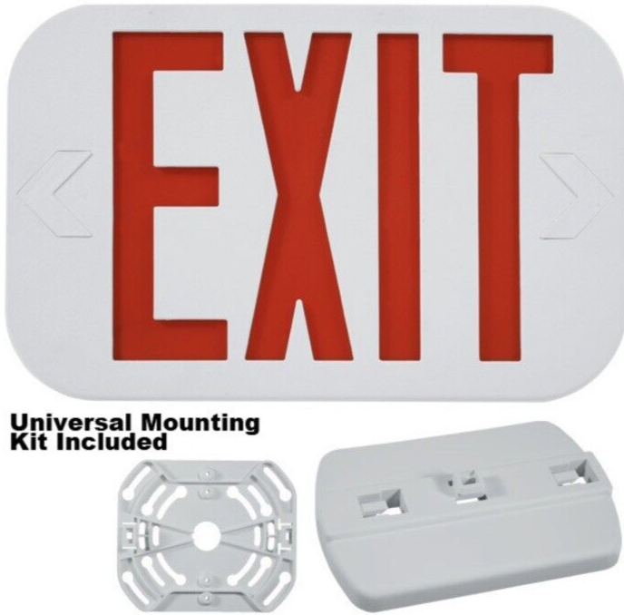 💥Exitronix ILX-R-EM-WH Thermoplastic Double Face Exit Sign Red Letters