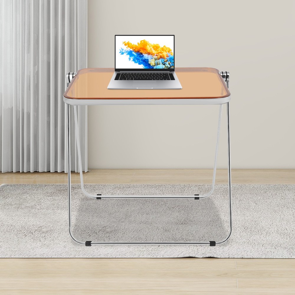 Clear Foldable Side Table, Tiny Desk for Home Office, Small Computer Desk