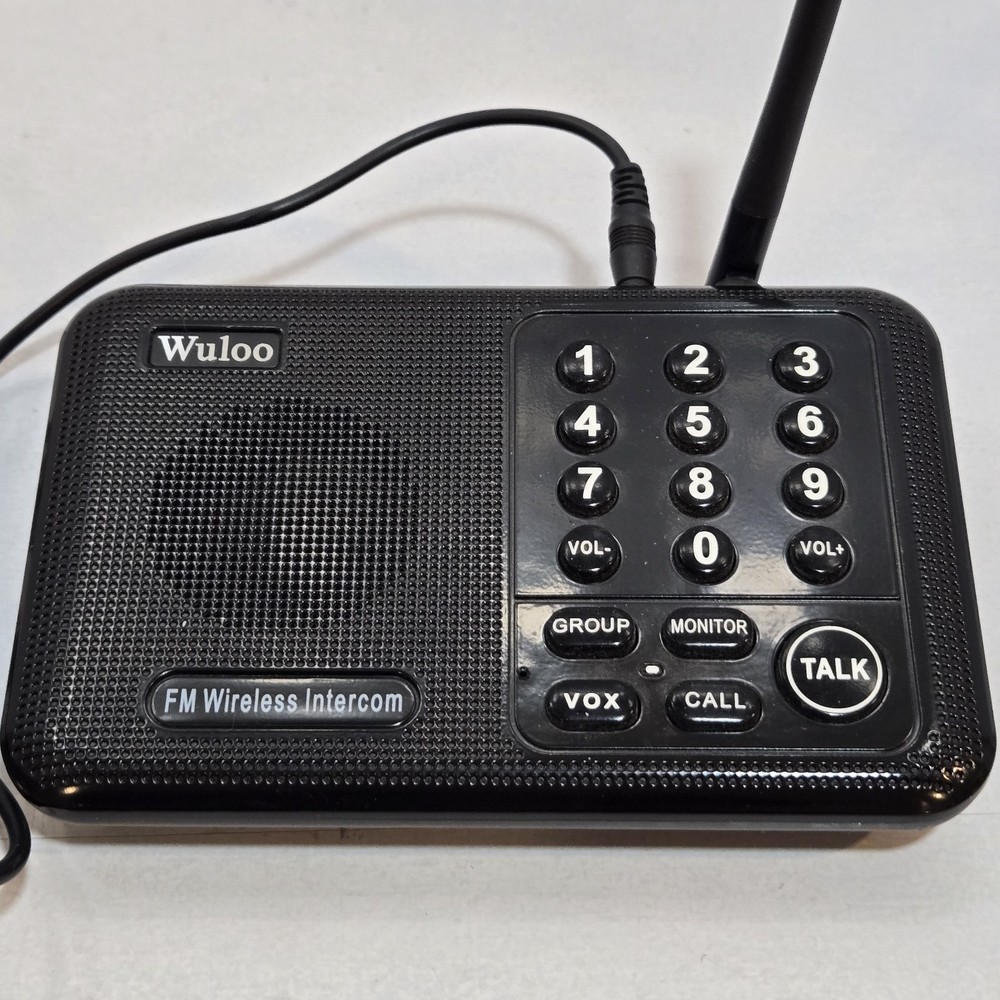 Wuloo 22 Channel 100 Code 1 Mile Range FM Wireless Intercom System - Black - UD