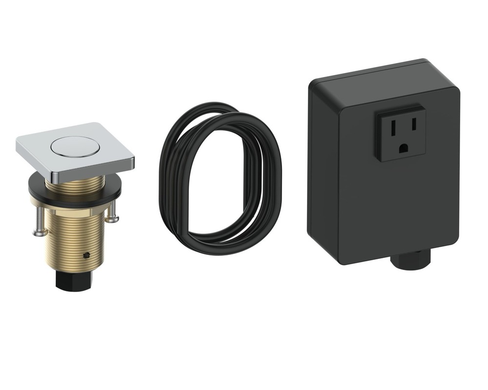 Garbage Disposal Cordless Air Switch Kit Brass Polished Chrome Push Button