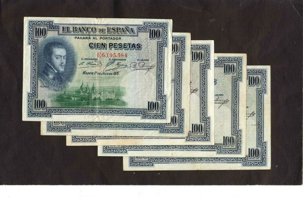 Spain 100 Pesetas P-69c 1925 VF x 5
