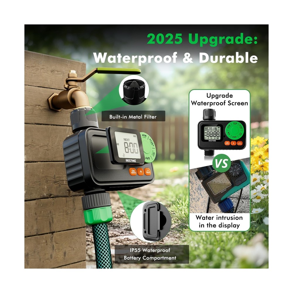 RESTMO Sprinkler Timer, Programmable Water Timer for Garden Hose, A... Fast Ship