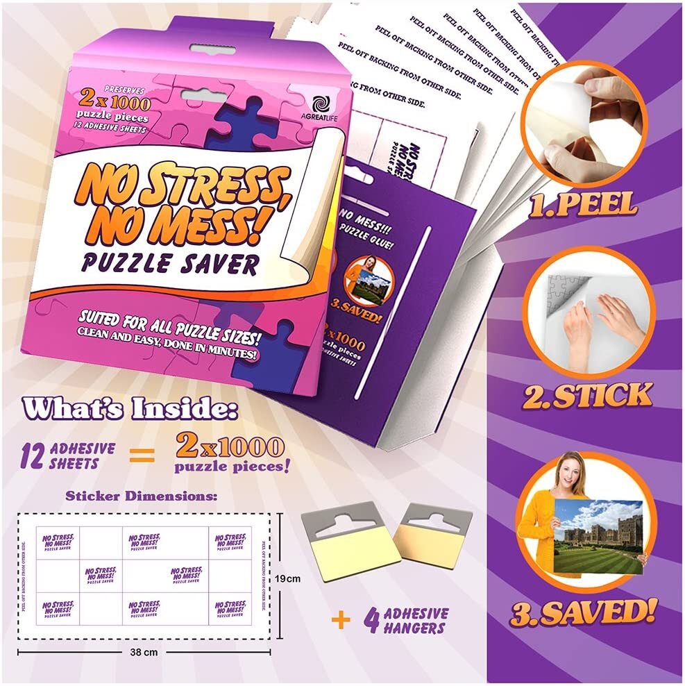 AGreatLife Puzzle Solver Set Organizer Sorting Trays Saver Adhesive Sheets