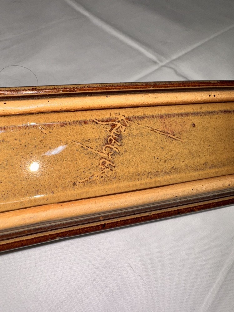 Vintage Ceramic Incense Holder With Scroll Design studio art pottery handmade ru