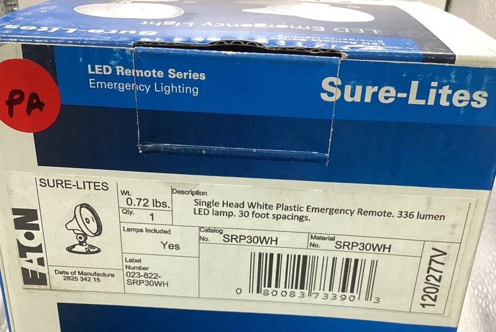 SURE-LITES SRP30WH Single Head White Plastic Emergency Remote 🔴