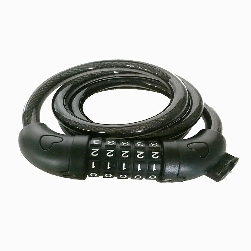 Black Color 5 Digit Combination Password Bicycle Cable Chain Lock
