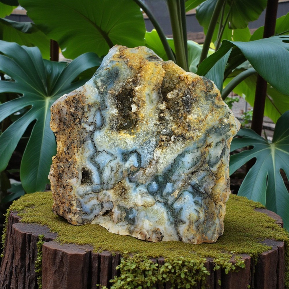Moss Agate, 3+ lbs, cabbing rough, lapidary, #R-6884