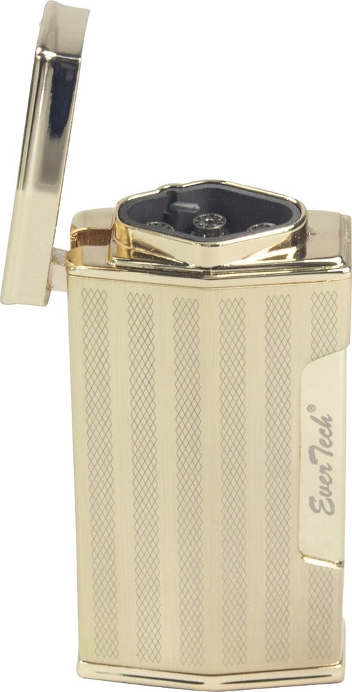Ever Tech Quad Flame Cigar Torch Lighter with Cigar Punch Cutter Silver Gift BOX
