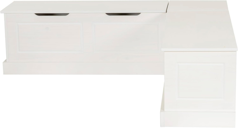 Harris White Solid Pine Backless Nook with Hidden Storage Solution