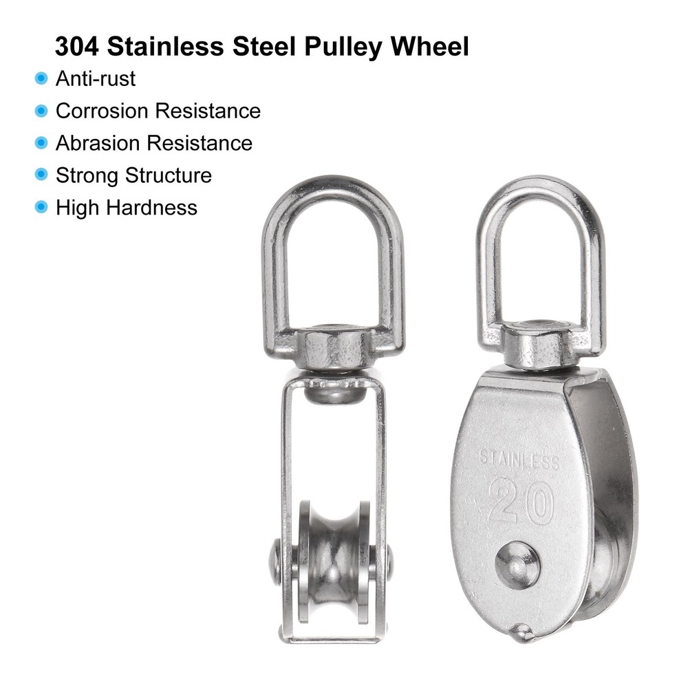 Set of 10 M20 Single Pulley Block with Spring Snap Hook Loading 170lbs