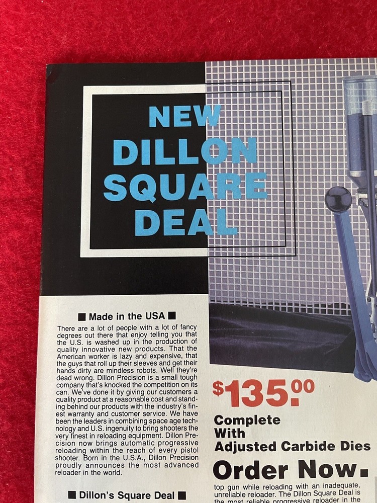 Vintage 1987 Dillon Precision Reloading Equipment Print Ad Ammo