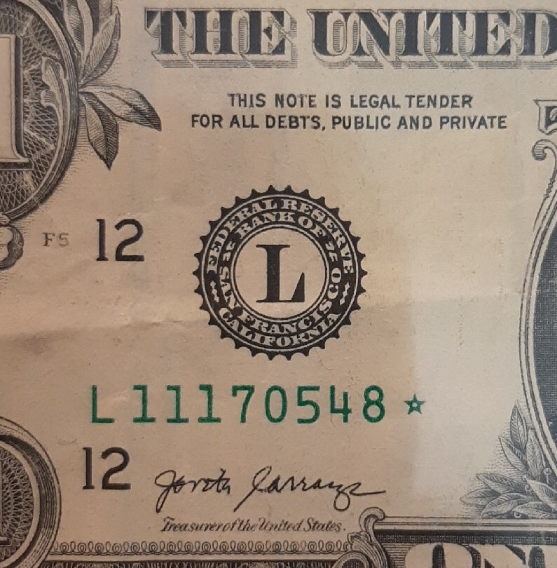 2017 GEORGE WASHINGTON ONE DOLLAR BILL $1 STAR NOTE TRIPLE DIGIT FW