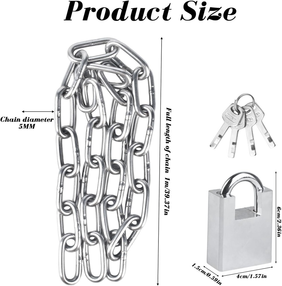 Security Bike Chain Lock Premium Case Hardened Cannot Be Cut With Bolt