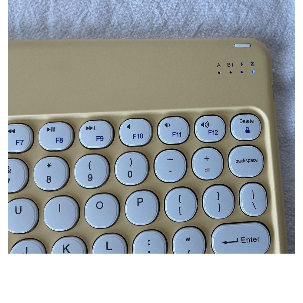 Bluetooth Wireless Keyboard Retro Typewriter Round Keys Yellow Cream