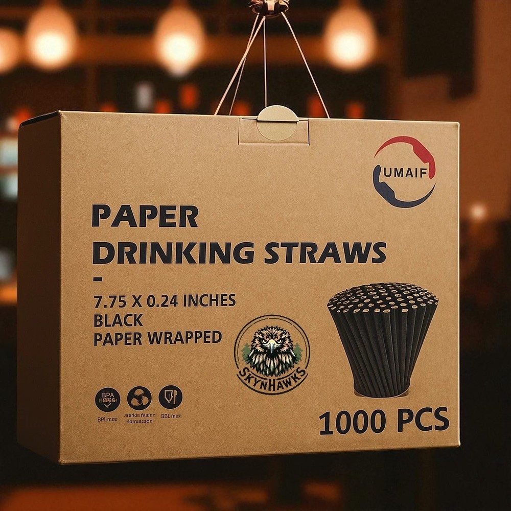 Paper Drinking Wrapped Straws Biodegradable Compostable 1000 Straws 7.75 x 0.24"
