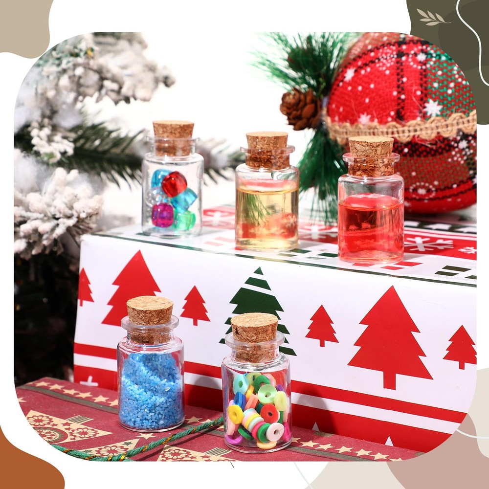 100 Packs 10ml Mini Plastic Bottles with Corks Small Potion Bottles Tiny Clea...