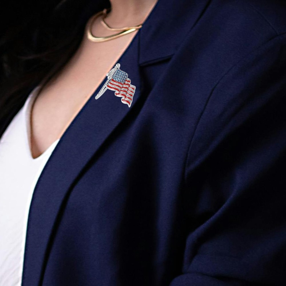American Flag Pin Silver