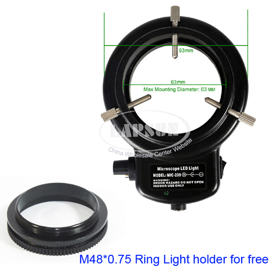 Adjustable 144 LED Bulb Microscope Ring Light Illuminator Lamp US/UK/EU/AU Plug