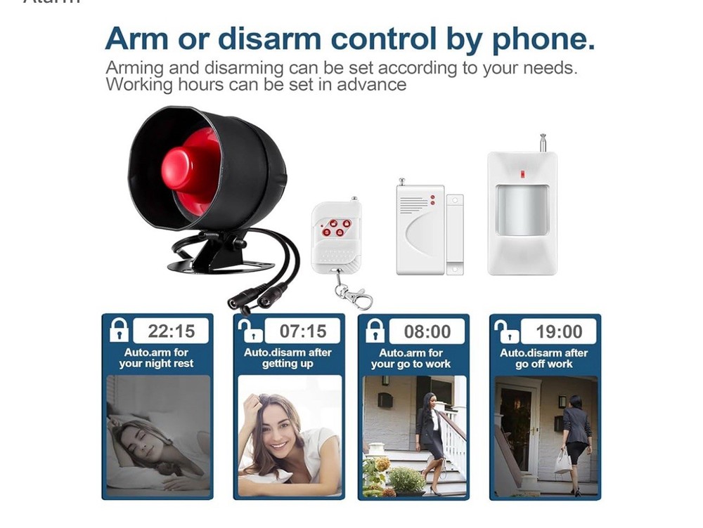 WiFi Alarm home Security System. 120dB, With Motion Sensor, And Remote Control