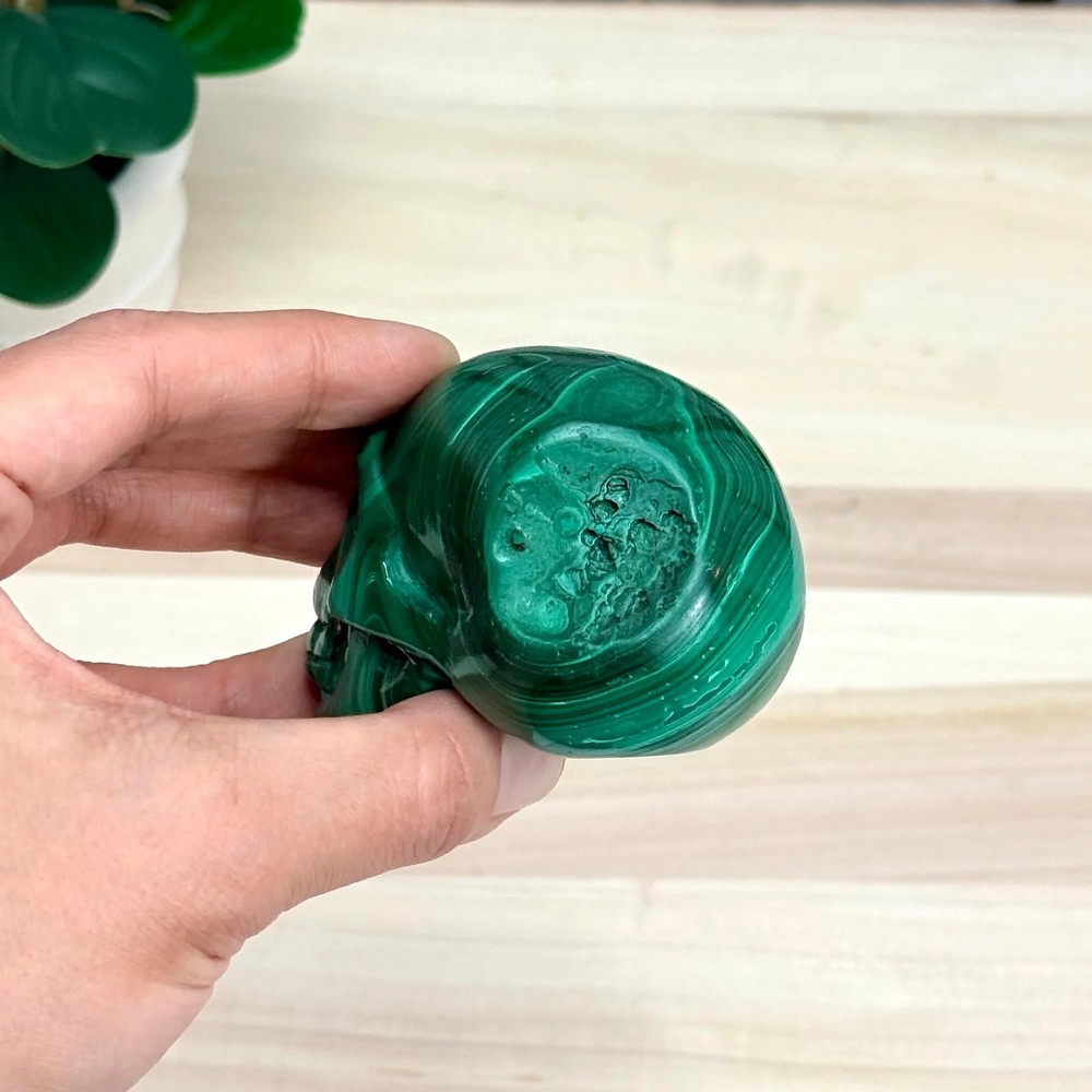 Malachite Skull Carving, 3.17 in.