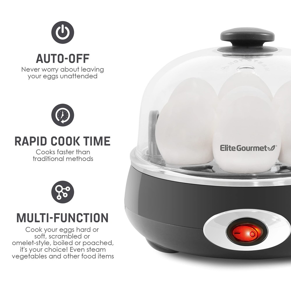 EGC007CHC Rapid Egg Cooker 7 Egg Capacity Poacher Omelet Maker Charcoal