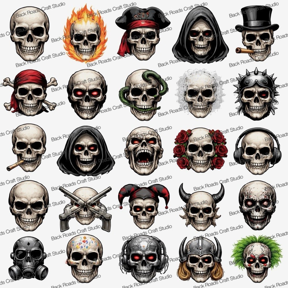 Skulls Active Waterslide Finger Nail Decals Set Of 50 Instructions Bonus