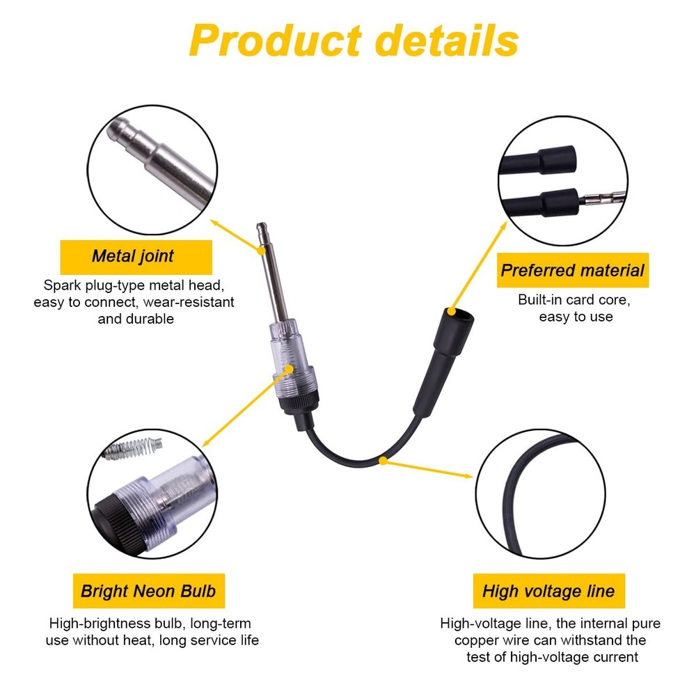 2PCS Inline Spark Plug Tester, Straight Boot Engine Ignition Tester Light, Small
