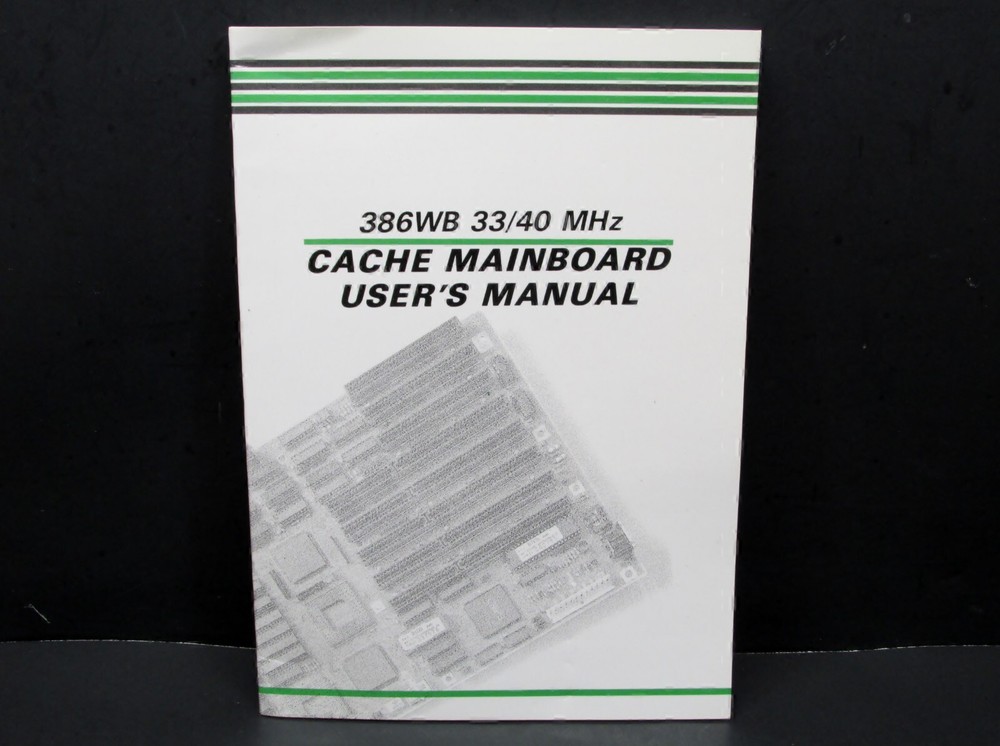 386WB 33/40 MHz Cache Mainboard User's Manual