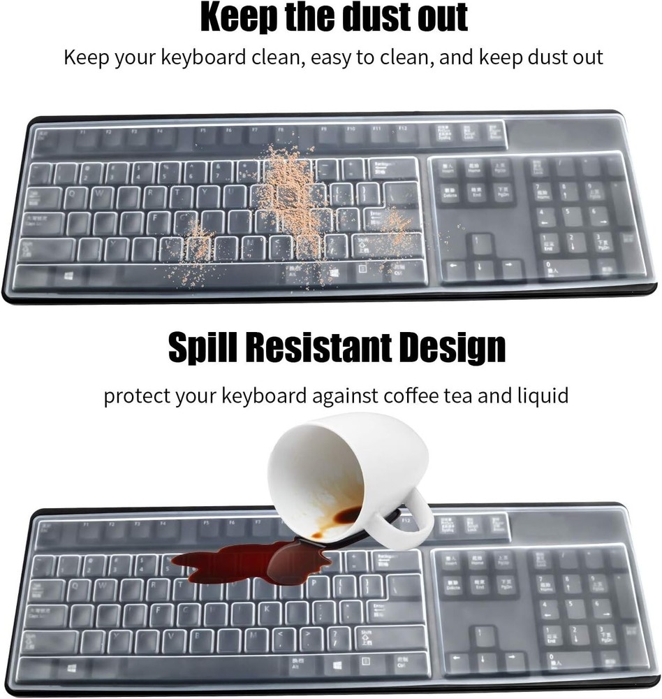 2 Pack Clear Desktop Computer Keyboard Protector Cover for PC 104/107 Keys