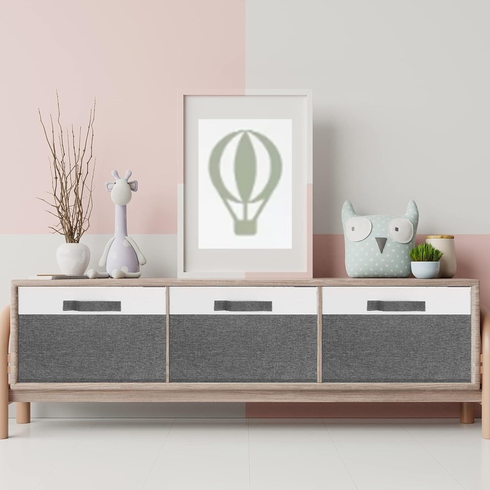 GhvyenntteS Storage Bins [3-Pack] Large Fabric Large-3 Pack, Grey-3 Pack