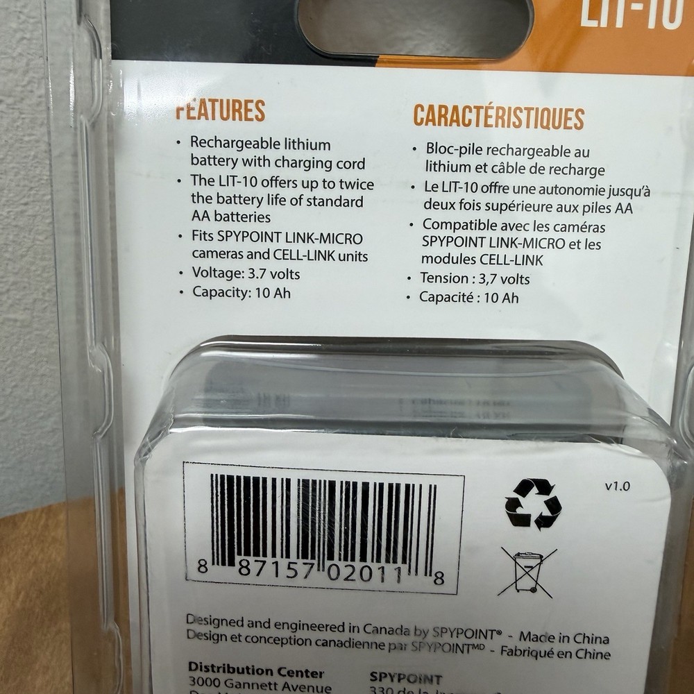 Spypoint LIT-10 Lithium Battery Pack & Charger Link Micro/Link Micro-S/Cell Link