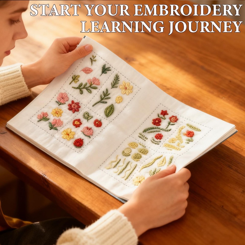 Embroidery Stitch Book Kit - Portable with Multiple gray