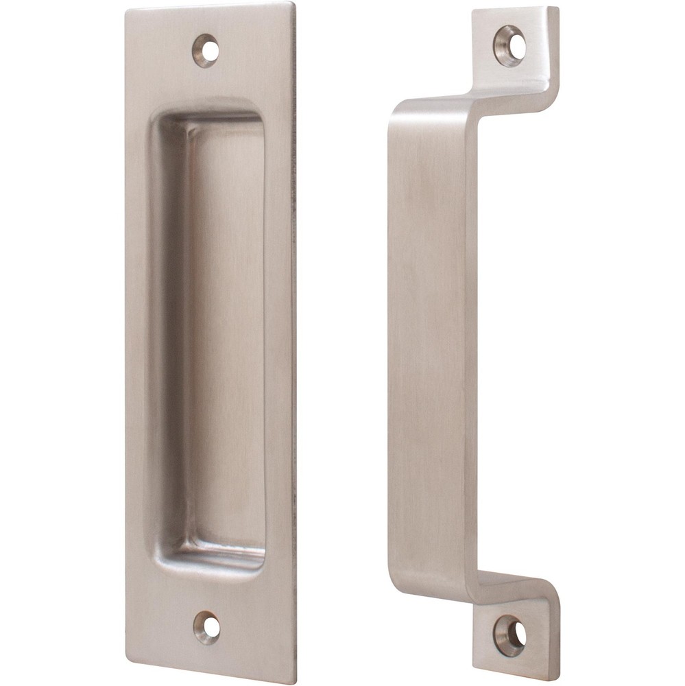 Sliding Door Combo Pull Set, 6-1/2" Flush Pull, 6-1/2" Bar Pull, Satin Stainless