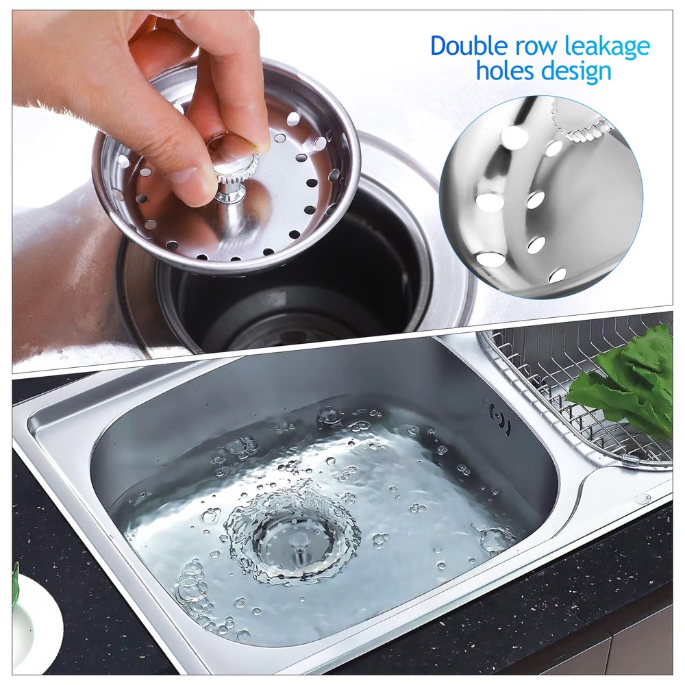2x Stainless Steel Home Kitchen Sink Drain Stopper Basket Strainer Waste Plug