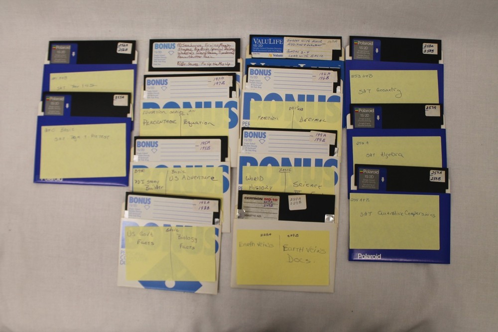 13 Pcs 5.25 Inch Floppy Disk Educational Different Software Math Science Shapes