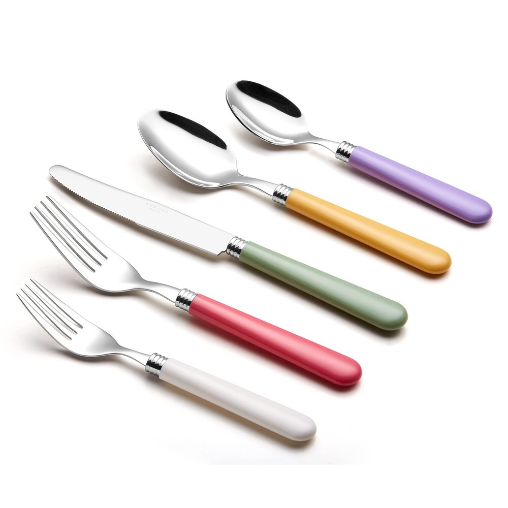 20 PCS Mix Solid Silverware Set Stainless Steel Cutlery Color Handle Flatware