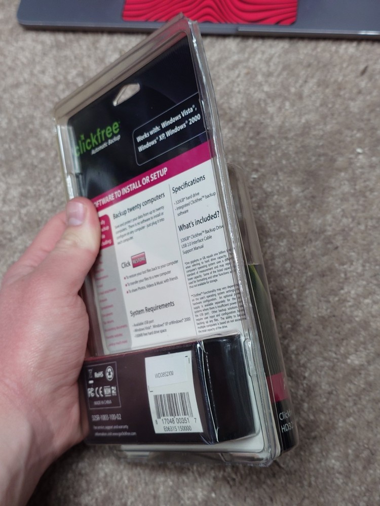 Clickfree 320GB Automatic Backup External USB Hard Drive - HD325R