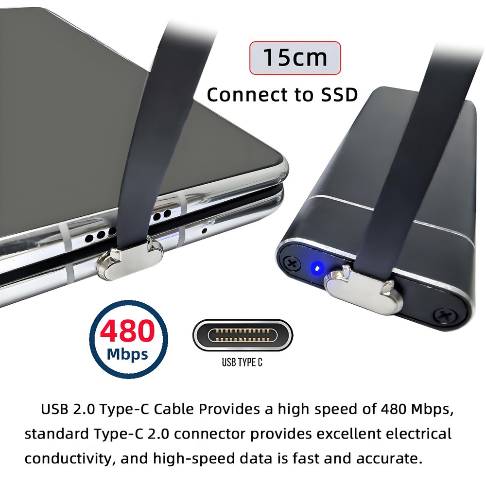 USB 2.0 Type C Dual 90 Degree Angled PD 65W Fast Charge Data Cable 5.91 Inch