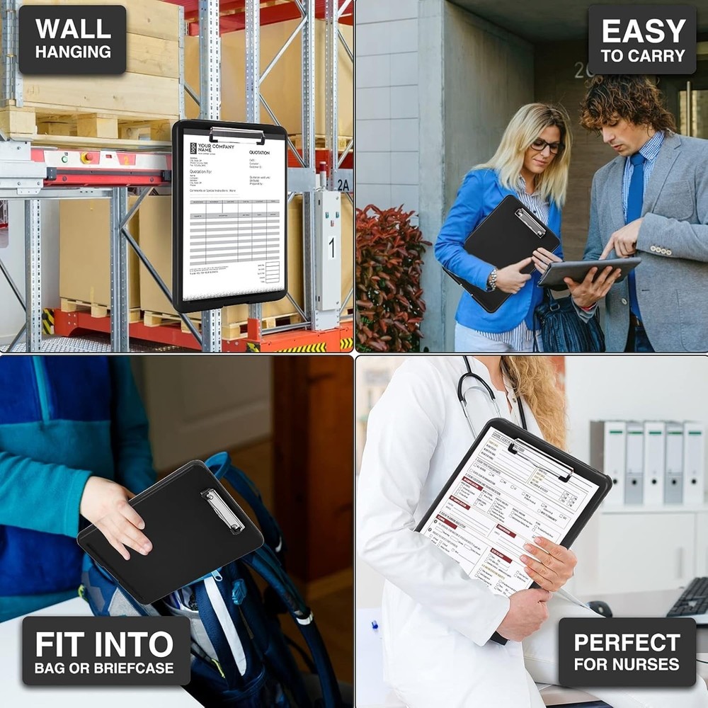 Portable Storage Clipboard with Low Profile Clip - Perfect for Work & School